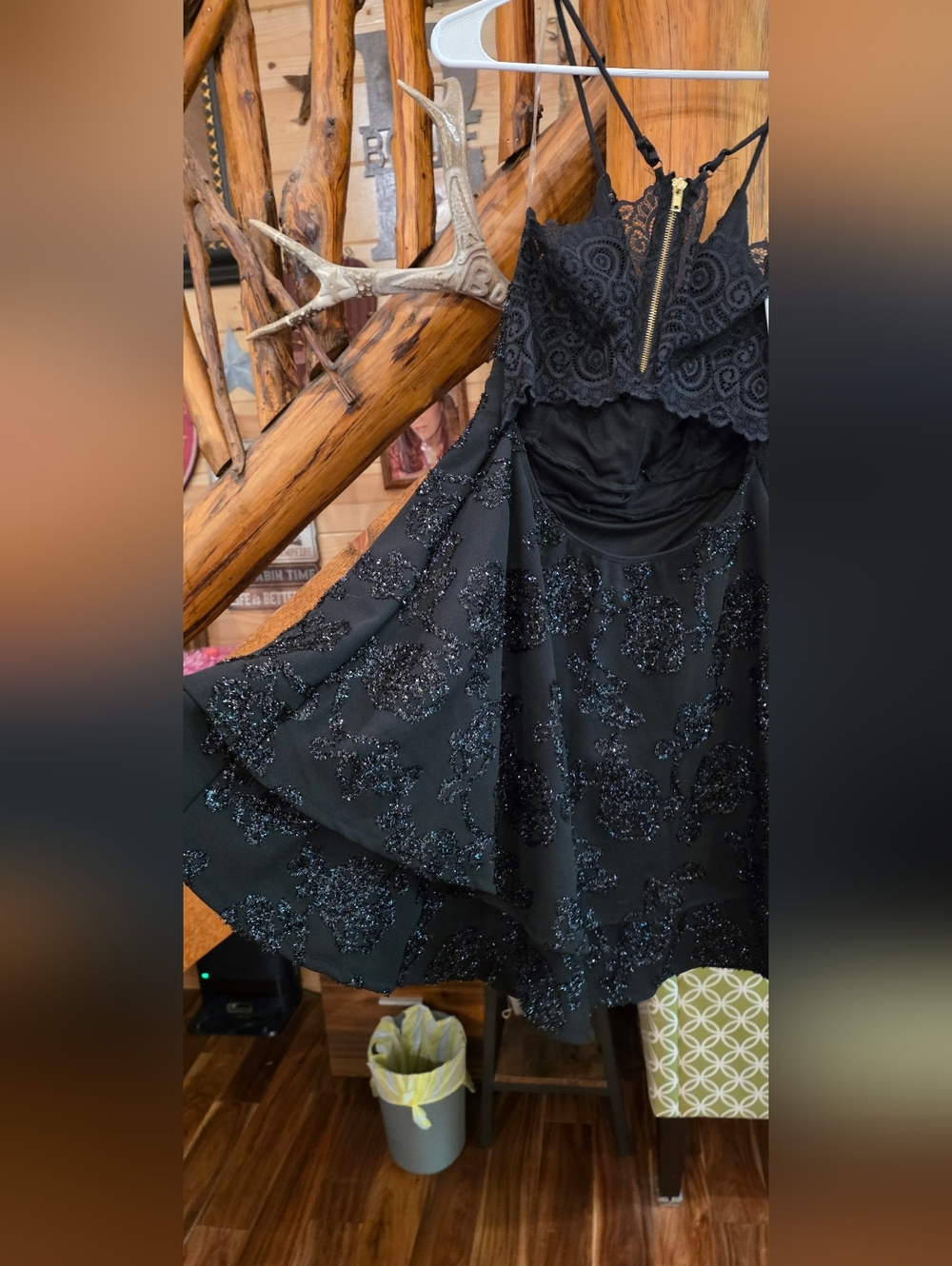 NEW! Black Beaded Lace-Back Party Dress - Picture 11 of 14